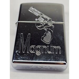 Zippo Magnum Revolver Lighter Unisex OS Silver Good 1998 Vintage K XIV Chrome